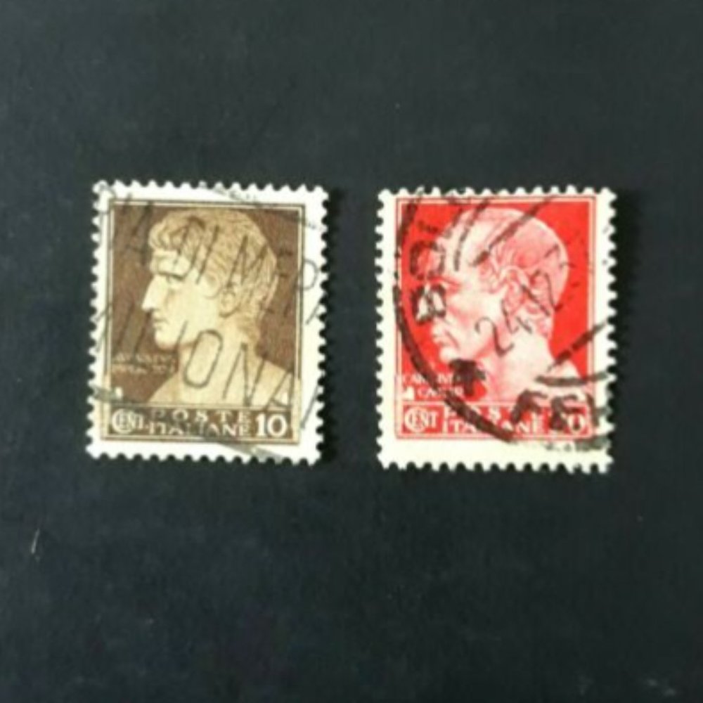 2- Stamps Poste Italiane 10 & 20 Cents Used / ungraded Red & Brown